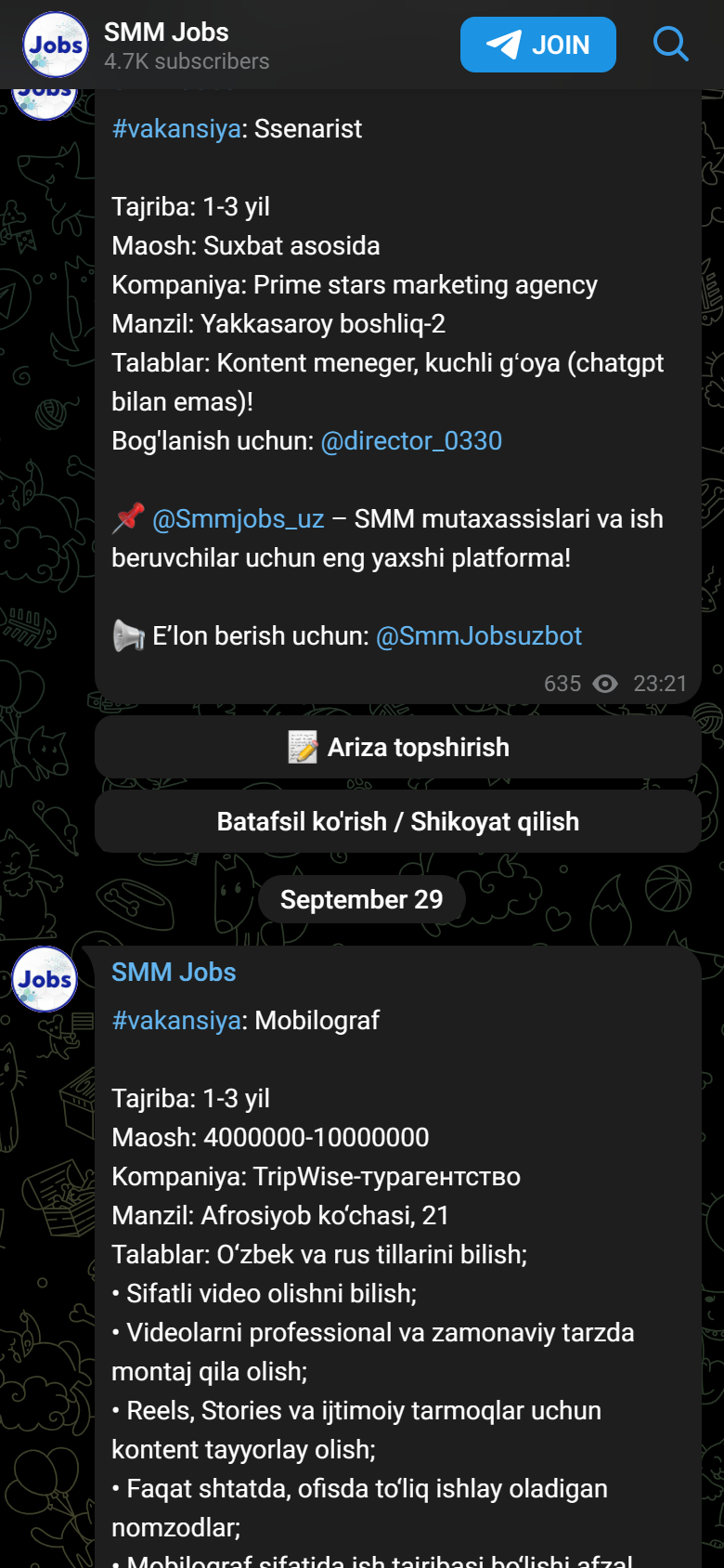 Telegram — SMM JOBS